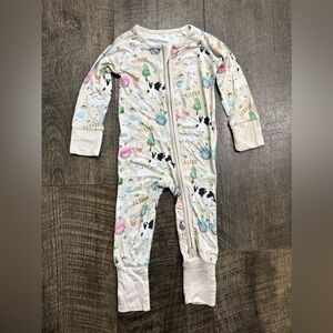 Bamboo Pajamas Zipper Sleeper Farm Cow Print 3-6m